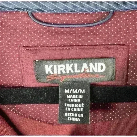 Kirkland Signature Men’s Quarter 1/4 Zip Pullover Burgundy Pocket Button Front M - Picture 2 of 6